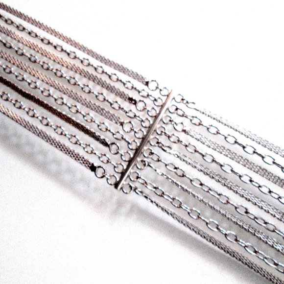 Vintage Multi Strand Chain Belt Shiny Silver Tone Mesh - Picture 8 of 9